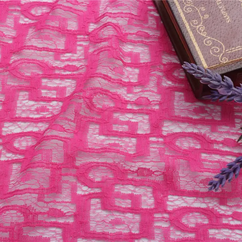 China Fabric for Skirt Lace Knit Fabric Nylon Cotton magenta color buy from China wholesaler bulk order at wholesale price free worldwide shipping Alibaba