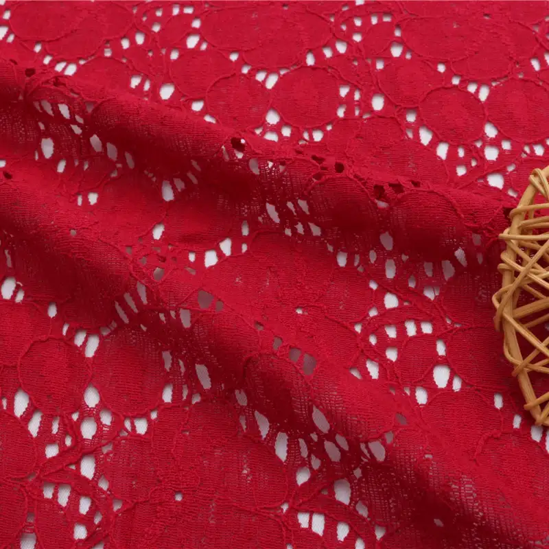 China Fabric for Skirt Lace Knit Fabric Cotton Nylon red color buy from China wholesaler bulk order at wholesale price free worldwide shipping Alibaba