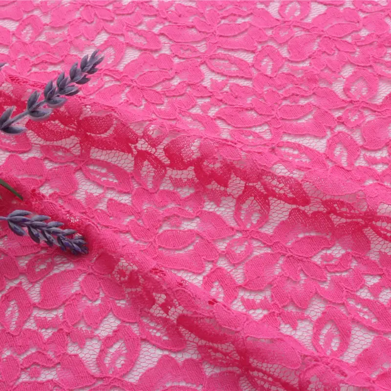 China Fabric for Skirt Lace Knit Fabric Cotton Nylon hot pink color buy from China wholesaler bulk order at wholesale price free worldwide shipping Alibaba