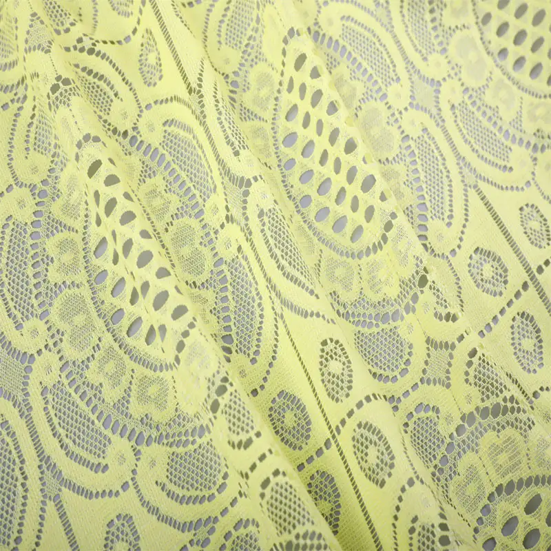 China Fabric for Skirt Lace Knit Fabric Poly Yellow color buy from China wholesaler bulk order at wholesale price free worldwide shipping Alibaba