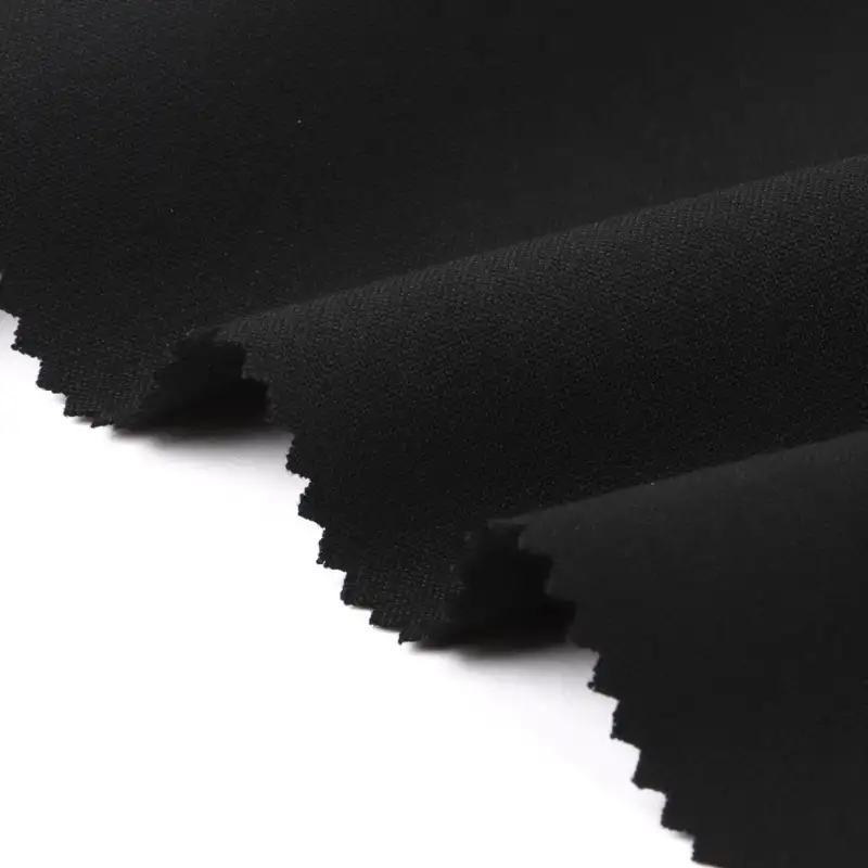 China Fabric  Polyester/Rayon Plain Woven Blended Fabric Polyester Rayon Spandex Black color buy from China wholesaler bulk order at wholesale price free worldwide shipping Alibaba