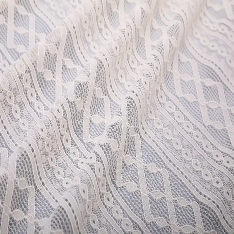 China Fabric for Shirt,Skirt Lace Knit Fabric Nylon Spandex Cream color buy from China wholesaler bulk order at wholesale price free worldwide shipping Alibaba