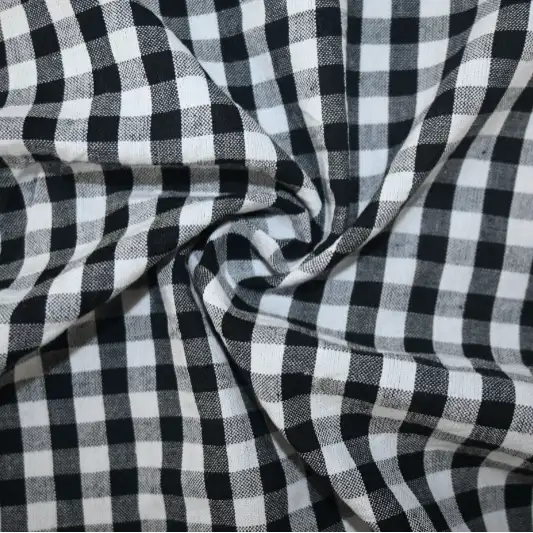 India Fabric for Shirt,Crop Top Cotton Seersucker Natural Woven Fabric Cotton Black/white Check color buy from India wholesaler bulk order at wholesale price free worldwide shipping Alibaba