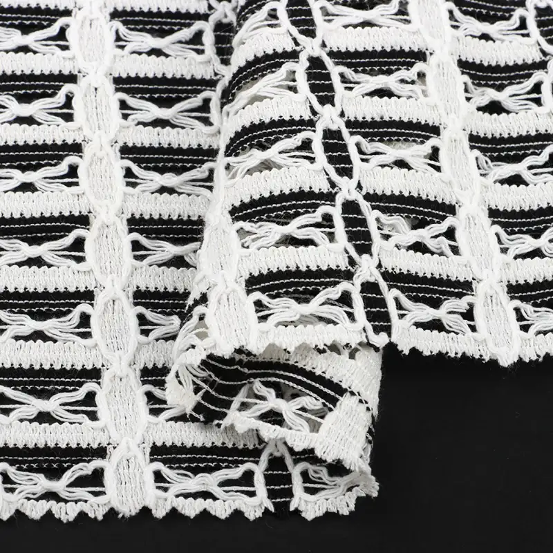 China Fabric for Blouse Lace Knit Fabric Polyester black/white color buy from China wholesaler bulk order at wholesale price free worldwide shipping Alibaba