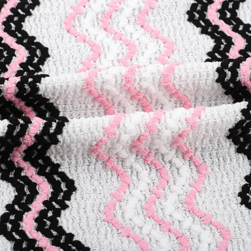 China Fabric for T-Shirt Weft Jacquard Knit Fabric Polyester Elastane Pinky /white/ black color buy from China wholesaler bulk order at wholesale price free worldwide shipping Alibaba