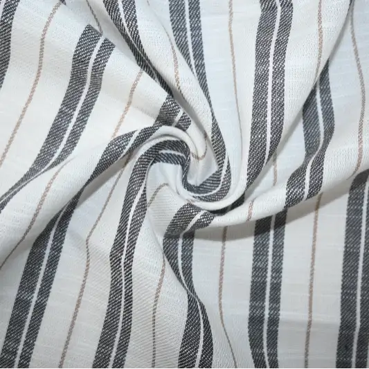 India Fabric for Shirt Cotton Twill Natural Woven Fabric Cotton Brown/White Stripe color buy from India wholesaler bulk order at wholesale price free worldwide shipping Alibaba