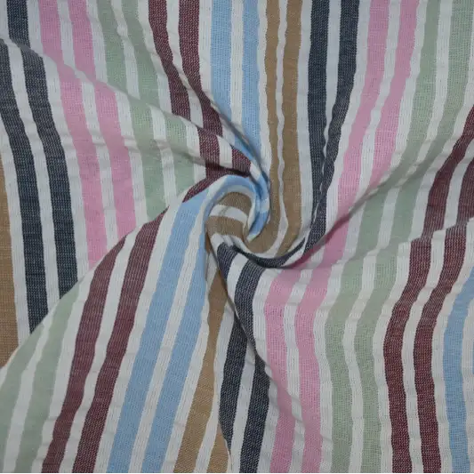 India Fabric for Pajamas Cotton Seersucker Natural Woven Fabric Cotton Multi Color color buy from India wholesaler bulk order at wholesale price free worldwide shipping Alibaba