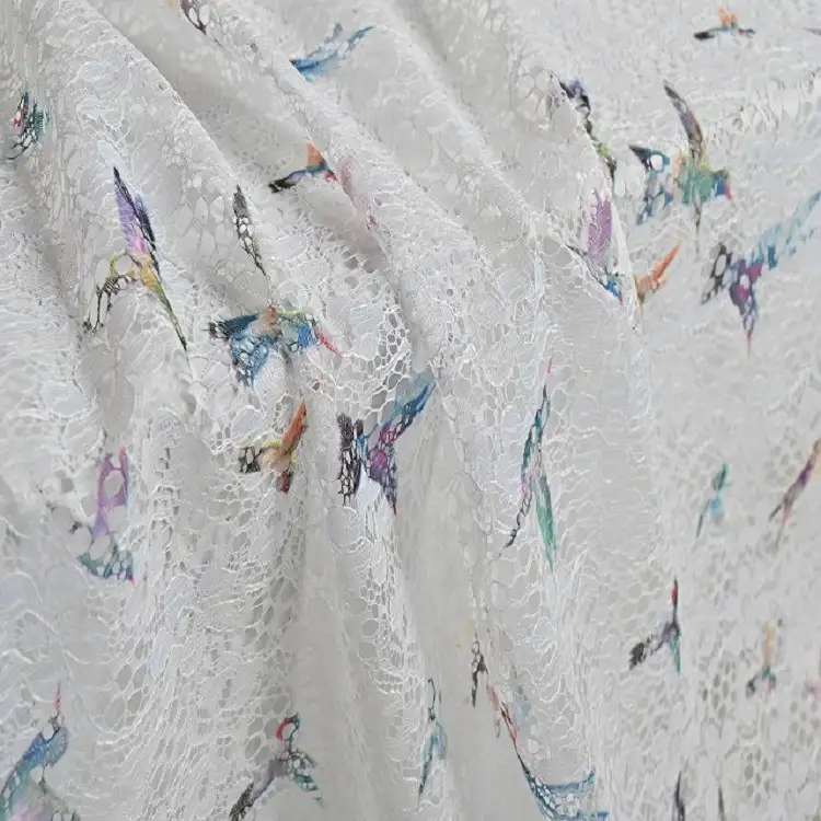 China Fabric for Shirt,Skirt Lace Knit Fabric Poly White color buy from China wholesaler bulk order at wholesale price free worldwide shipping Alibaba