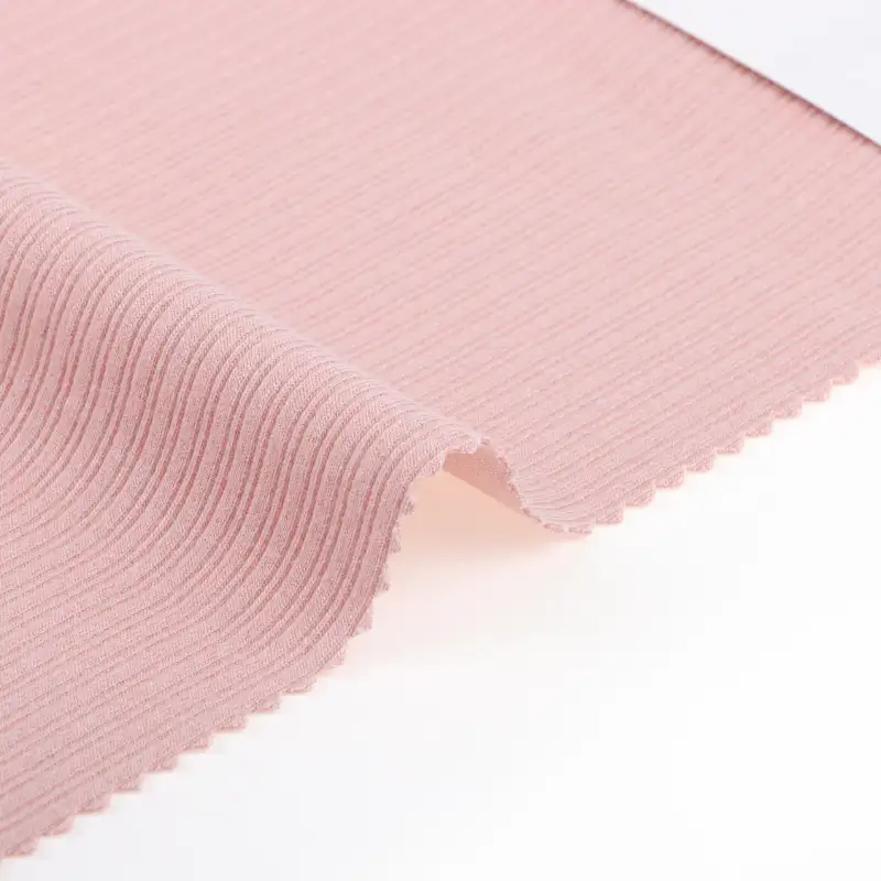 China Fabric for Jackets,Suit,Loungewear Rib Knit Fabric Polyester Rayon Spandex PINK color buy from China wholesaler bulk order at wholesale price free worldwide shipping Alibaba