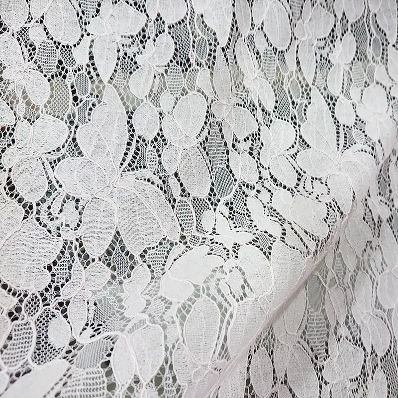 China Fabric for Shirt,Skirt Lace Knit Fabric Nylon Spandex White color buy from China wholesaler bulk order at wholesale price free worldwide shipping Alibaba