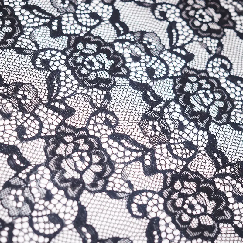 China Fabric for Shirt,Skirt Lace Knit Fabric Nylon Spandex Black color buy from China wholesaler bulk order at wholesale price free worldwide shipping Alibaba