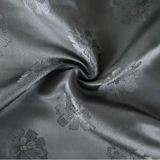 India Fabric for Jackets Polyester Satin Synthetic Woven Fabric Polyester Black color buy from India wholesaler bulk order at wholesale price free worldwide shipping Alibaba