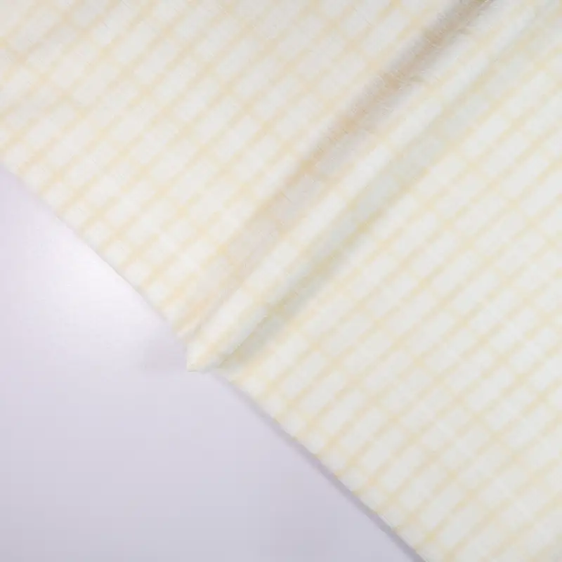 China Fabric for Shirt,Sweatshirt,Over Shirt,Girls Cross Pinafore Dress,Girls Front-Split Pleated Dress Yarn-dyed fabric Knit Fabric Polyester Spandex light yellow color buy from China wholesaler bulk order at wholesale price free worldwide shipping Alibaba