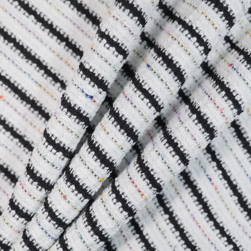 China Fabric for Skirt,Suit,Wide Leg Trousers Yarn-dyed fabric Knit Fabric Polyester Spandex Rayon Lurex Nylon stripe color buy from China wholesaler bulk order at wholesale price free worldwide shipping Alibaba