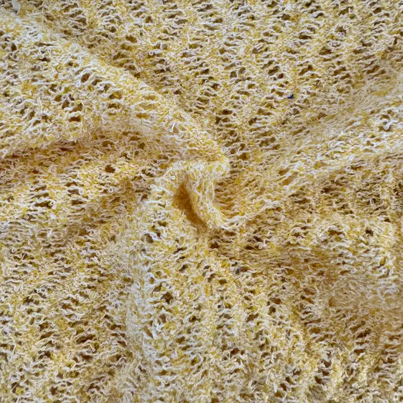 China Yarn for Ladies Vest (Sweater),Half-Zipper Cardigan (Sweater),Crew Neck Pullover (Sweater),Crop Top Pullover (Sweater),T-shirt (Sweater),Dresses (Pullover) (Sweater) Boucle Yarn Fancy Yarn Polyester Acrylic Lurex Yellow color buy from China wholesaler bulk order at wholesale price free worldwide shipping Alibaba