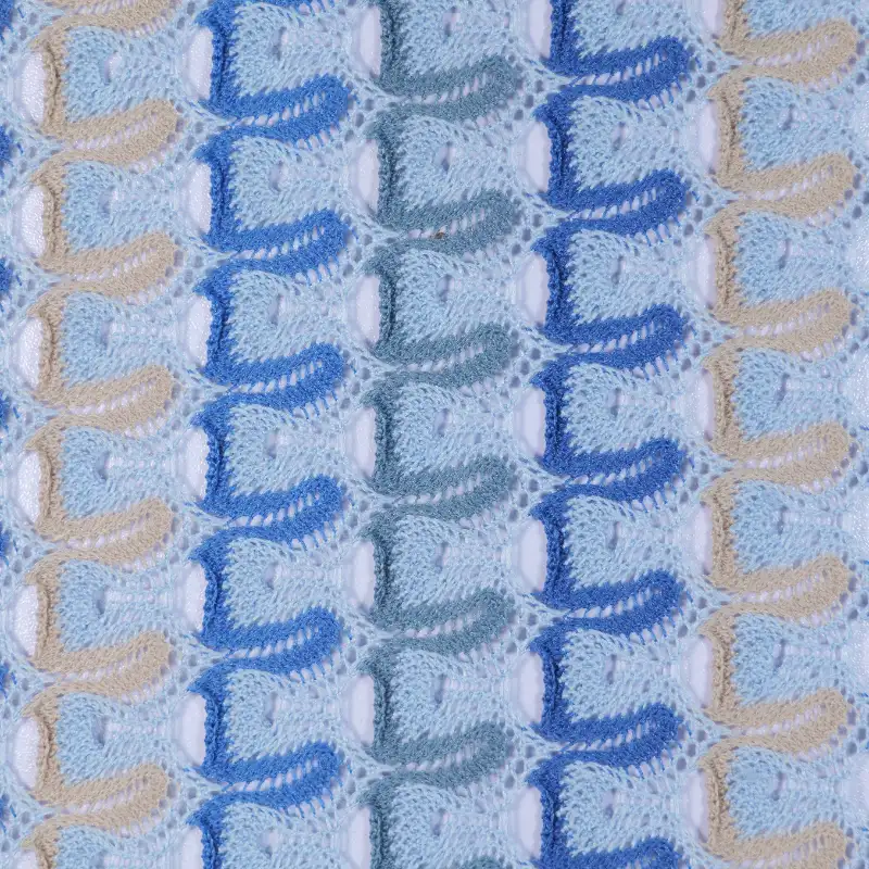 China Fabric for T-Shirt Lace Knit Fabric Polyester blue color buy from China wholesaler bulk order at wholesale price free worldwide shipping Alibaba