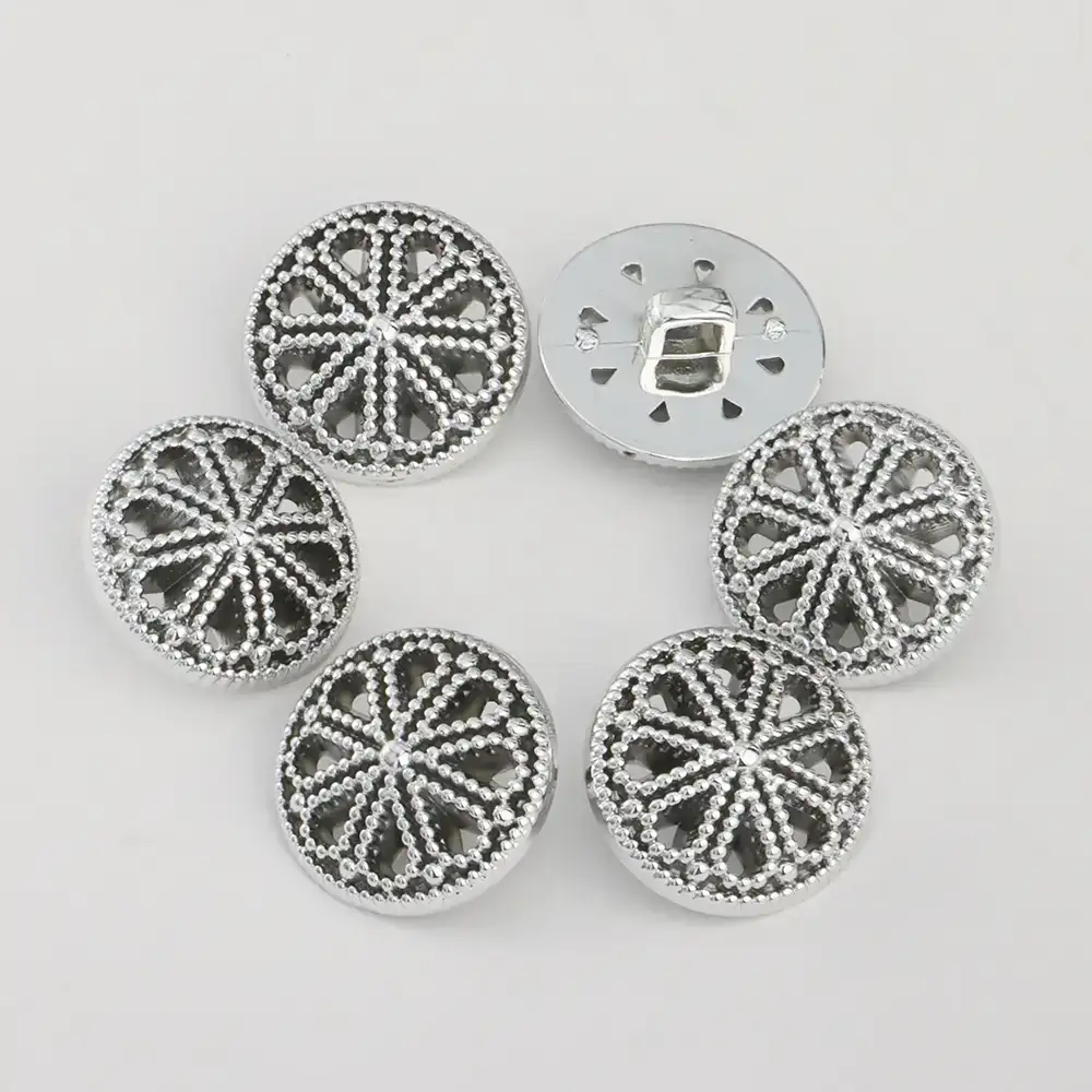 Silver 1 holes Plastic Button for Denim Jacket,Blazer,Trench Coat,Down Jacket,Overcoat buy garments accessories in bulk from China wholesaler at wholesale price free worldwide shipping Alibaba