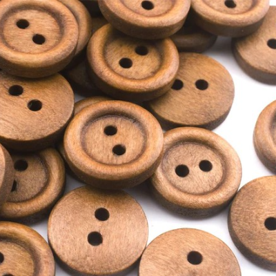 Brown - Wood Button - 31 Ligne 19.7 mm