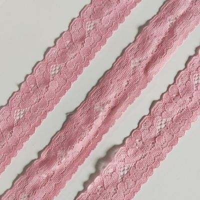 Pink - Crochet Lace - 2.5 cm - 220 GSM