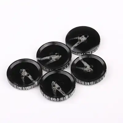 Black - Resin Button - 40 ligne 25.5 mm