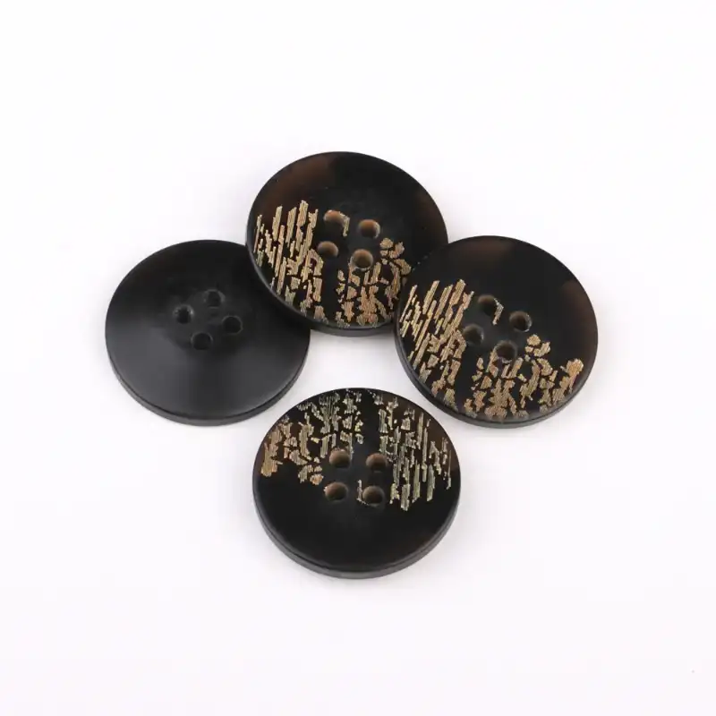 Black - Resin Button - 40 ligne 25.5 mm