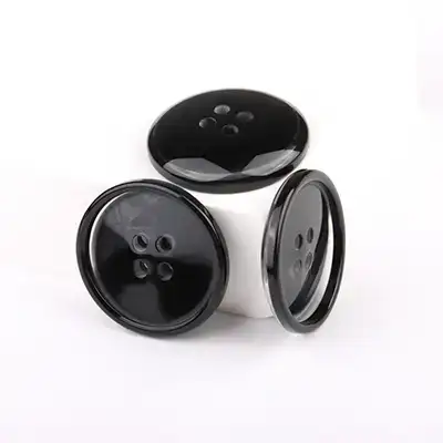 Black - Resin Button - 40 ligne 25.5 mm