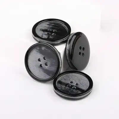 Black - Resin Button - 40 ligne 25.5 mm