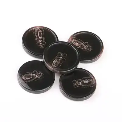 Black - Resin Button - 40 ligne 25.5 mm