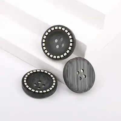 Gray - Resin Button - 40 ligne 25.5 mm