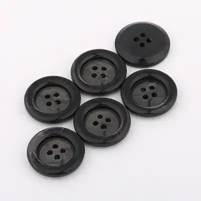 Black - Resin Button - 40 ligne 25.5 mm