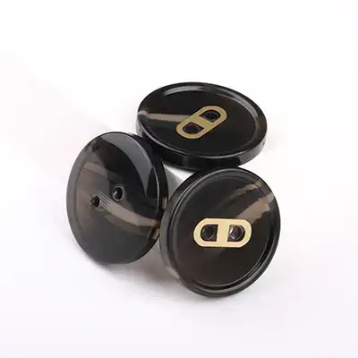 Black - Resin Button - 40 ligne 25.5 mm