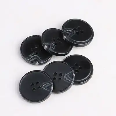 Black - Resin Button - 40 ligne 25.5 mm