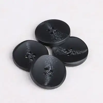 Black - Resin Button - 40 ligne 25.5 mm