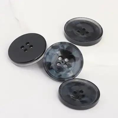 Black - Resin Button - 40 ligne 25.5 mm