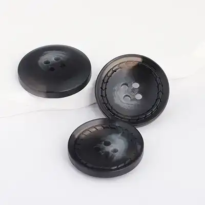 Black - Resin Button - 40 ligne 25.5 mm