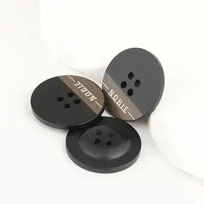 Black - Resin Button - 40 ligne 25.5 mm