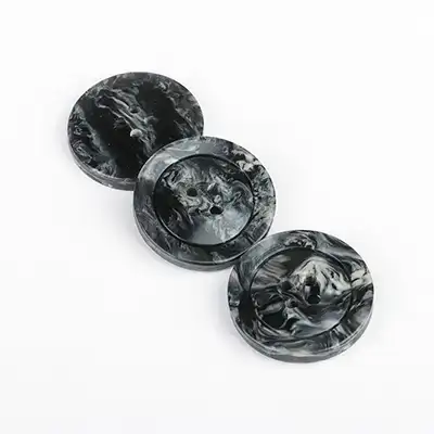 Black - Resin Button - 40 ligne 25.5 mm