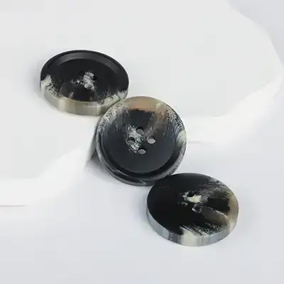 Black - Resin Button - 40 ligne 25.5 mm