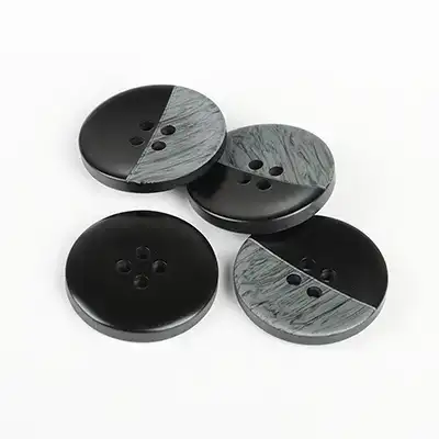 Black - Resin Button - 40 ligne 25.5 mm